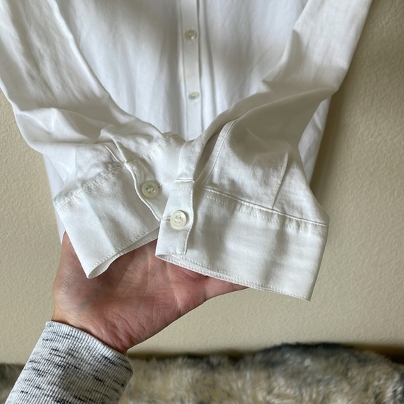 Eileen Fisher Organic Cotton Button Up Blouse Top W’s M White Basic Essential - Picture 9 of 14